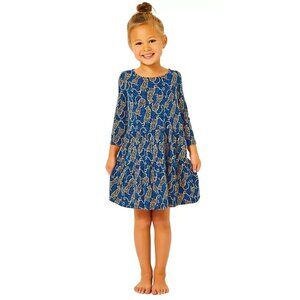 Lilly Pulitzer Girls Mini Geanna Dress in Low Tide Navy Easy To Spot, Size 2/3